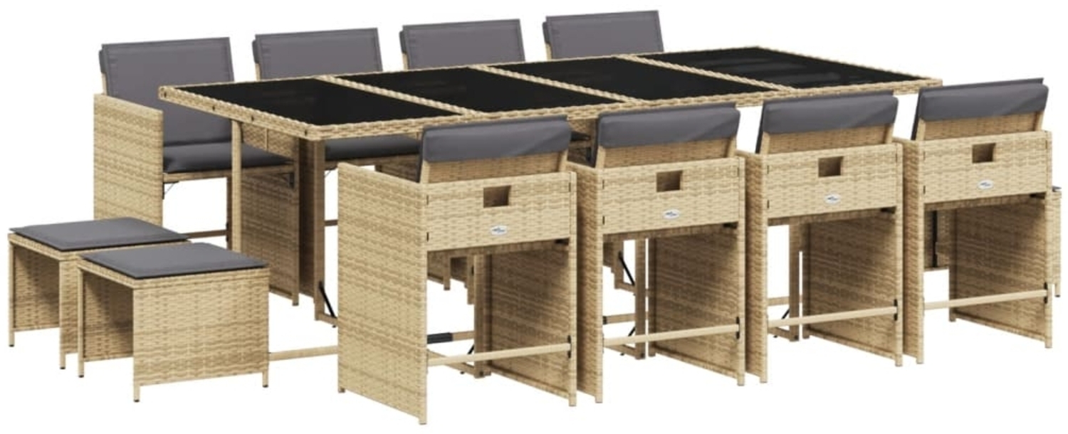 vidaXL 13-tlg. Garten-Essgruppe mit Kissen Beigemischung Poly Rattan 3211164 Bild 1