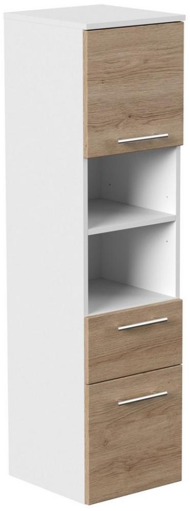 Magnolia Home Hochschrank Hochschrank SANTINI 135cm weiss matt mit Fronten in eiche hell Bild 1