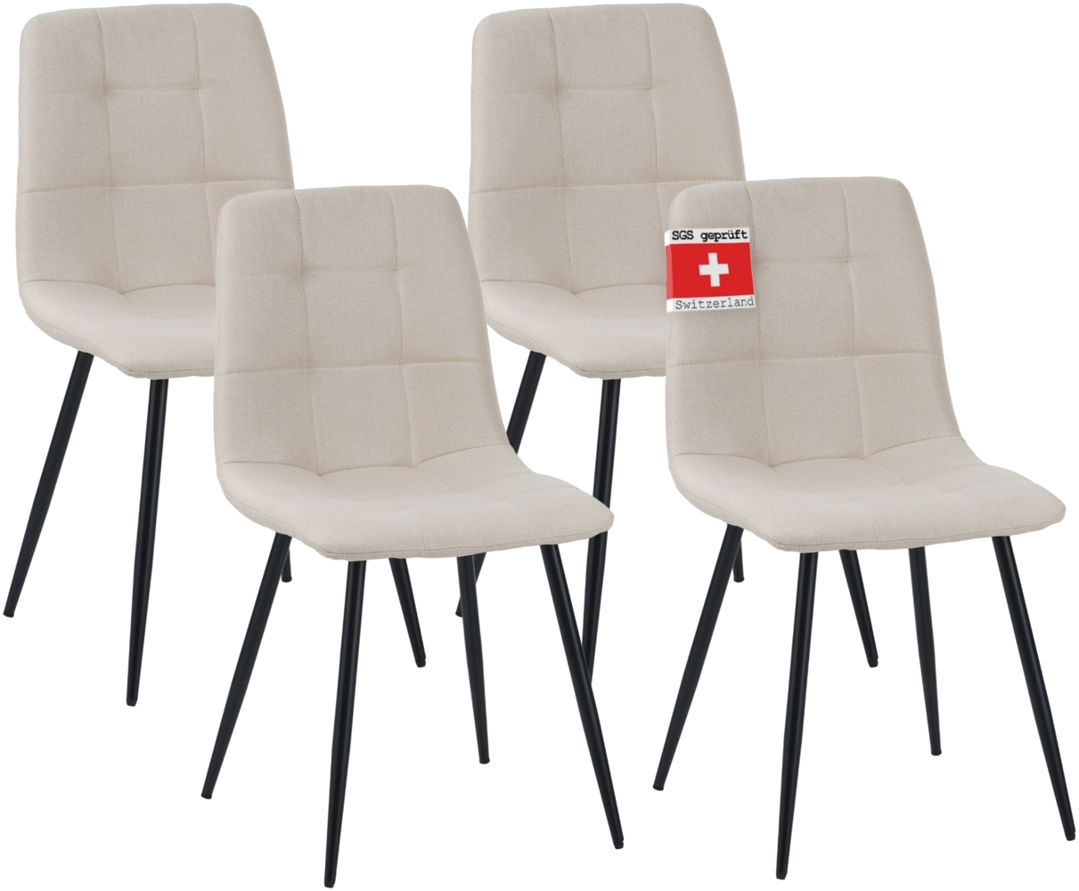 Albatros Esszimmerstühle 4er Set BORA Beige - Komfortabler Polsterstuhl für Modernes und Stilvolles Design am Esstisch - Küchenstuhl oder Stuhl Esszimmer mit hoher Belastbarkeit bis 110kg Bild 1