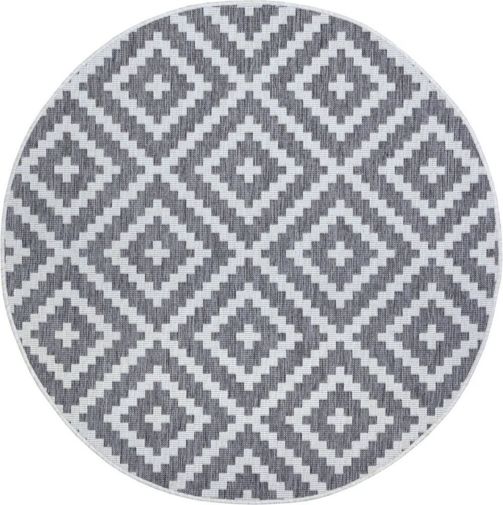 my home Teppich Ronda Wendeteppich, rund, Höhe: 5 mm, Sisal-Optik, Flachgewebe, In- und Outdoor, geometrisches Boho Design Bild 1