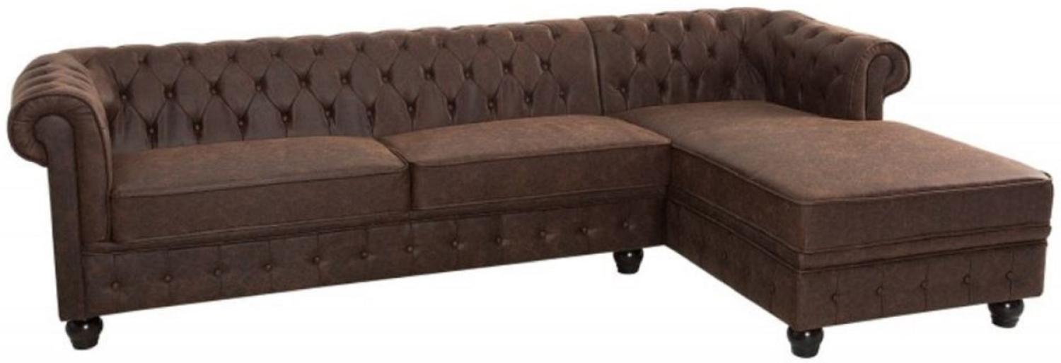 Casa Padrino Chesterfield Ecksofa Vintage Braun 280 x 165 x H. 73 cm - Kunstleder Wohnzimmer Sofa - Chesterfield Möbel Bild 1