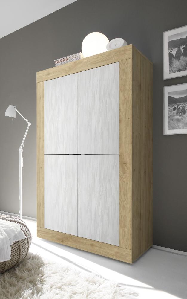 Highboard >Belinda< in Eiche Cadiz / Weiss - 102x162x43cm (BxHxT) Bild 1