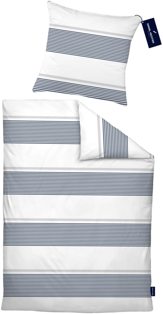Daniel Hechter Bettwäsche Renforce 0041302 QUERSTREIFEN, marine, 1x 155x220 cm + 1x 80x80 cm Bild 1