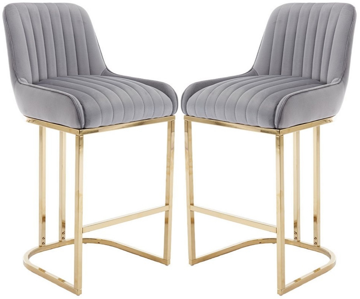 WAHSON OFFICE CHAIRS Barhocker Samt 2/4er Set Küchenhocker mit Lehne Bild 1