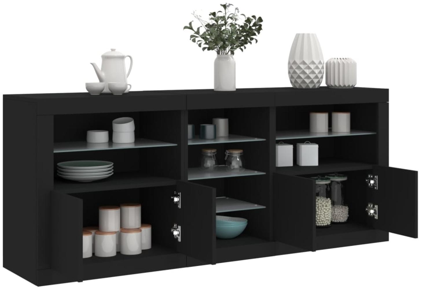 vidaXL Sideboard mit LED-Leuchten Schwarz 181,5x37x67 cm 3209038 Bild 1