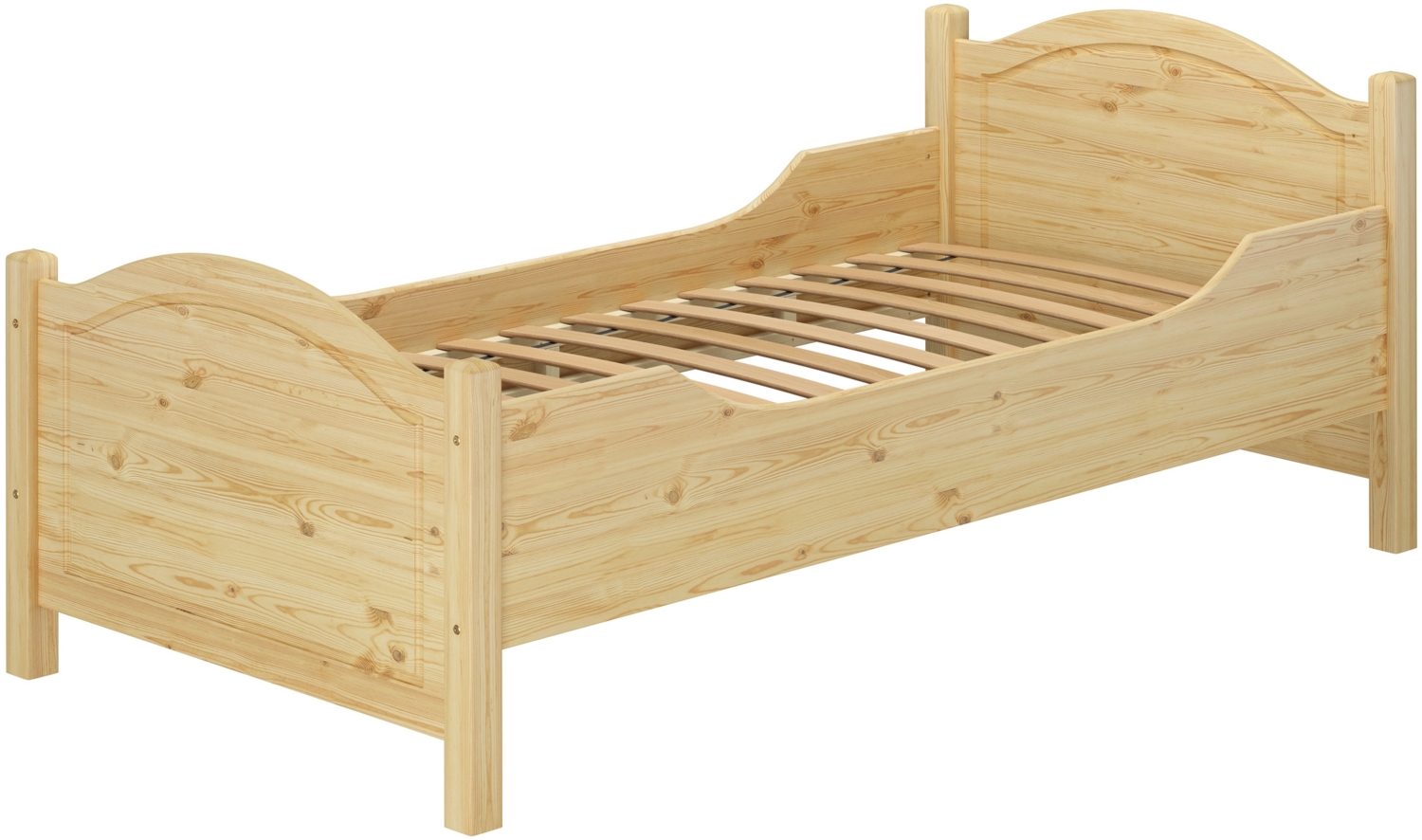 Seniorenbett extra hoch Rollrost 90x200 Massivholz Kiefer Holzbett Einzelbett Gästebett 60.40-09FL Bild 1