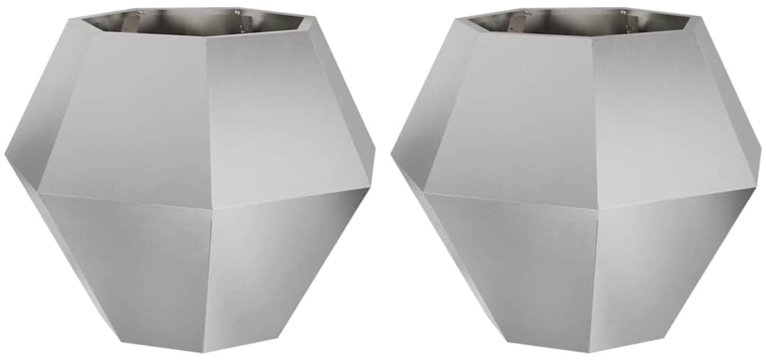 vidaXL Pflanzkübel 2 pcs Silber 75 x 75 x 60 cm Edelstahl 884047 Bild 1