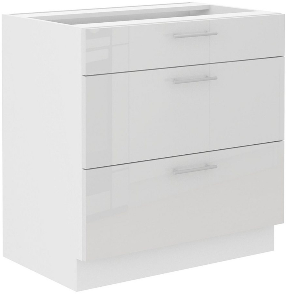 Unterschrank 80 Lara Weiß Hochglanz Küchenzeile Küchenblock Küche Soft-Close Bild 1