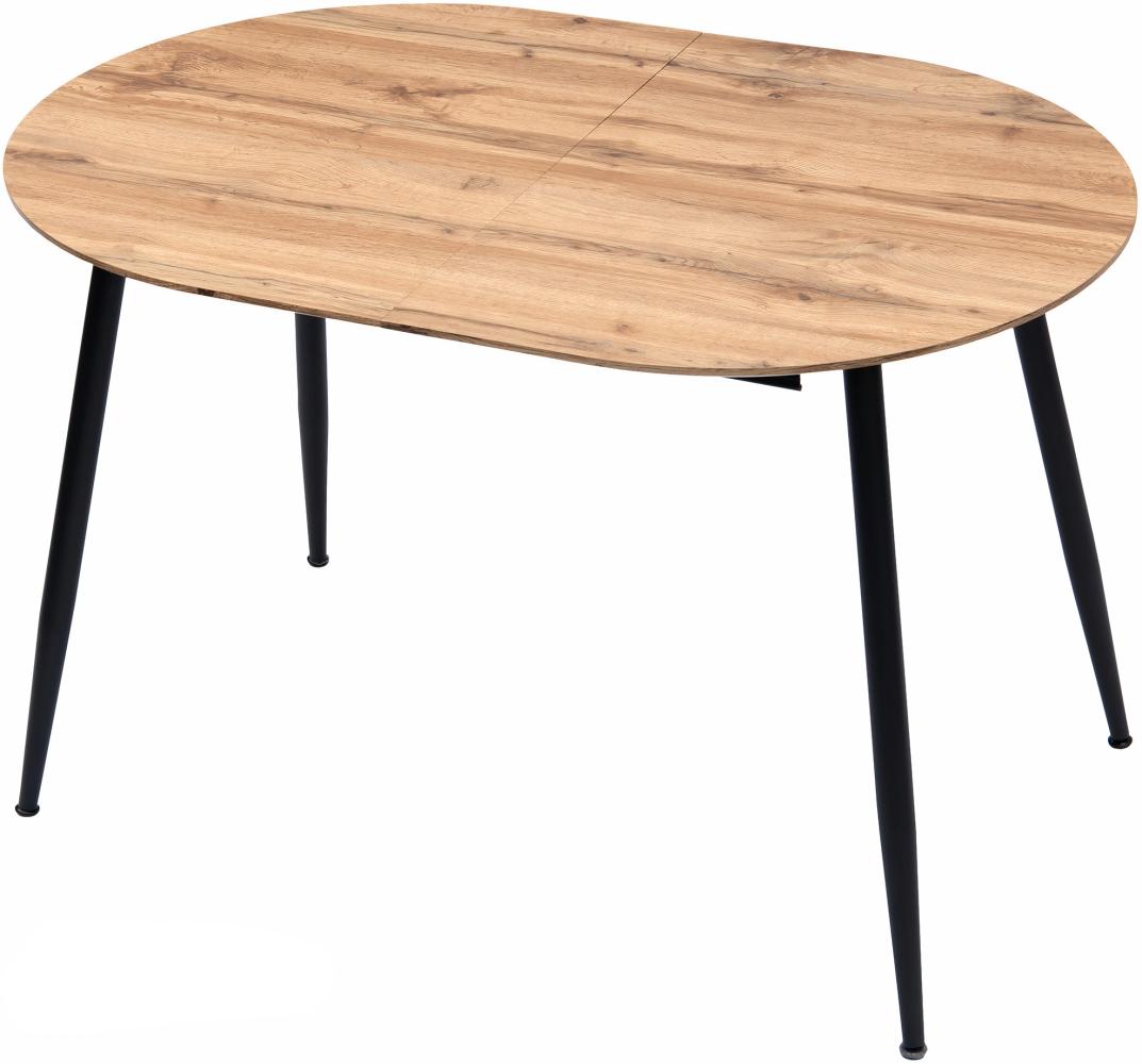 Esstisch Rodrigo ausziehbar 120-150-180 x 80 cm 4-10 Personen Ovaler Küchentisch mit Metallgestell für Küche, Esszimmer Holz Optik Eichefarben Bild 1