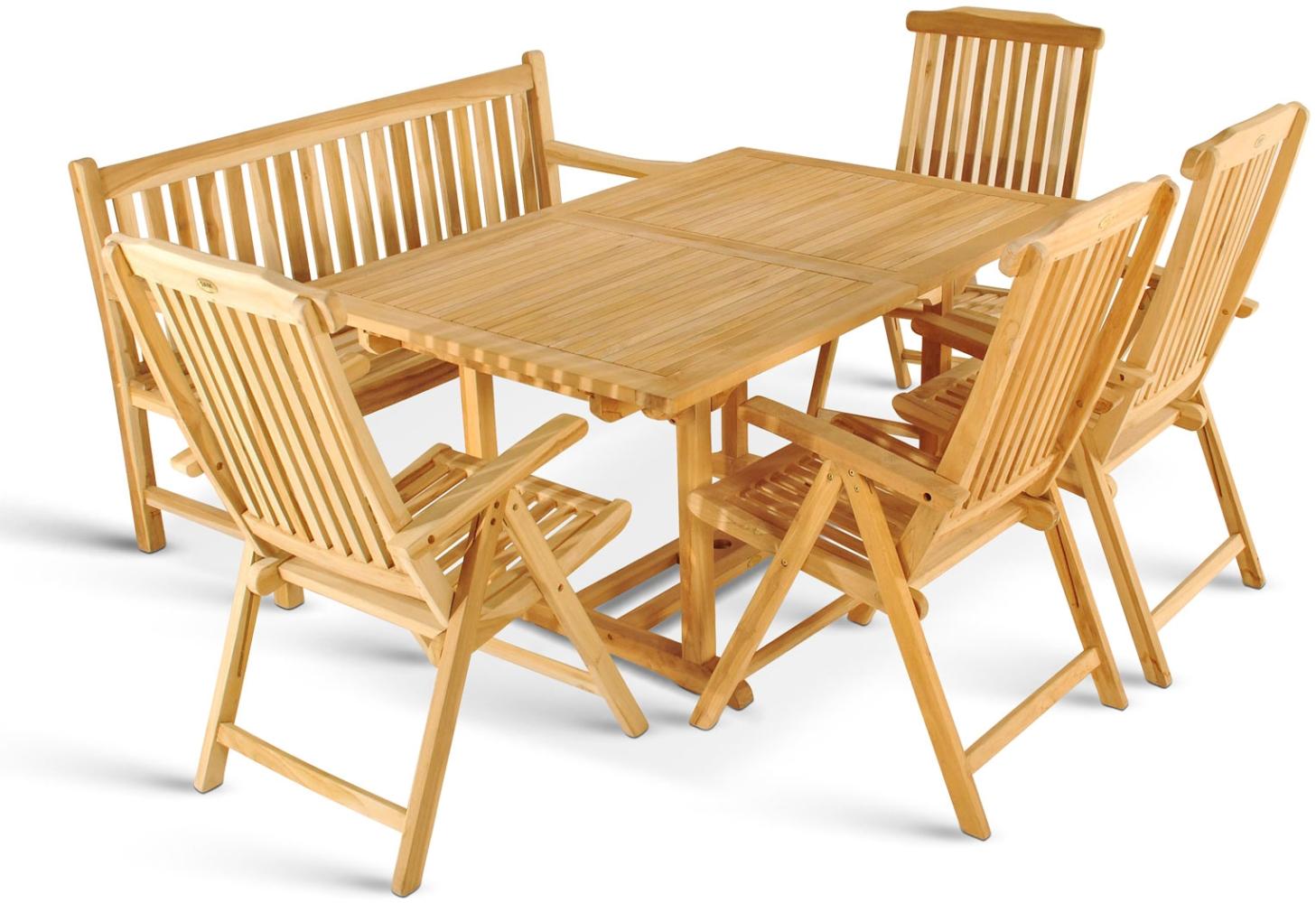 Gartenmöbel Set 6tlg mit Bank Teak Gartentisch ausziehbar 180-240 cm KUBA/ARUBA 48347845 Bild 1