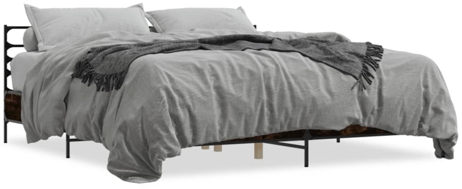 vidaXL Bettgestell Räuchereiche 180x200 cm Holzwerkstoff und Metall 3280059 Bild 1