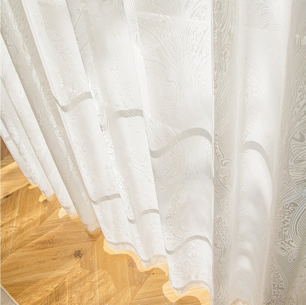 Simloveve Gardine klassische Vorhänge gardine weiß, Ösen (2 St), halbtransparent, Wohnzimmer Luftig Dekoschal für Schlafzimmer Bild 1