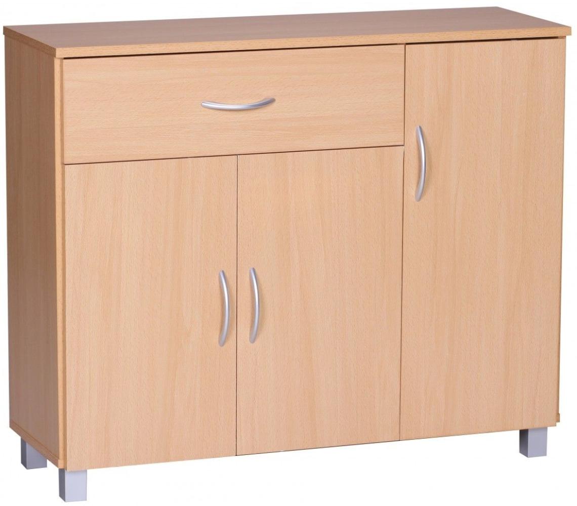 Kommode Sideboard - AMIRA - Buche 90 x 75 cm mit 3 Türen + 1 Schublade Bild 1