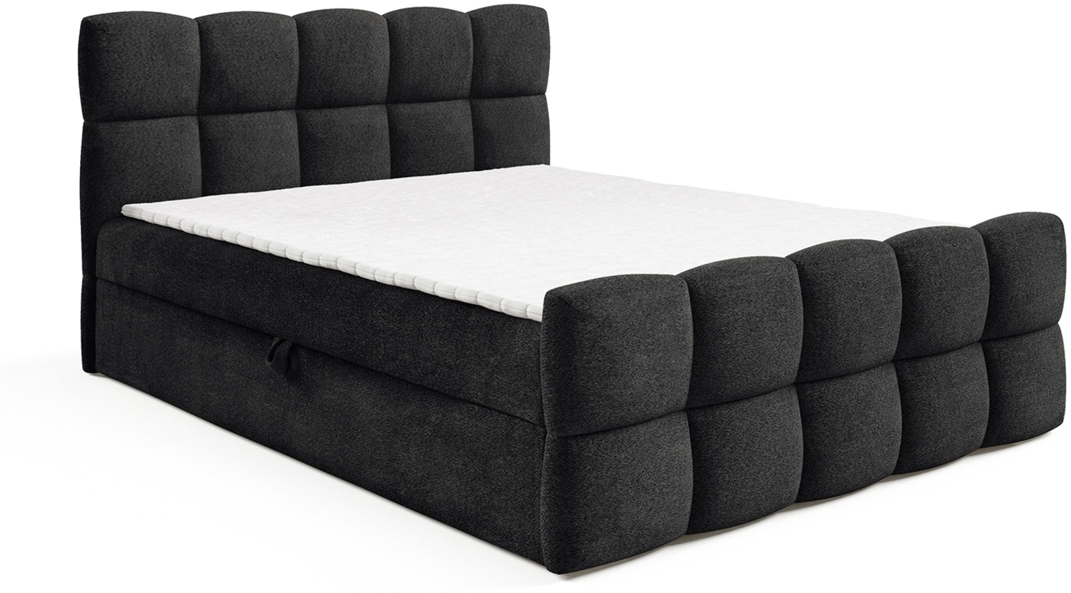 MEBLINI Boxspringbett VALENTO 200x200 cm mit Bettkasten – H3/Schwarz Boucle Polsterbett - Doppelbett mit Topper & Bonellfederkern-Matratze Bild 1