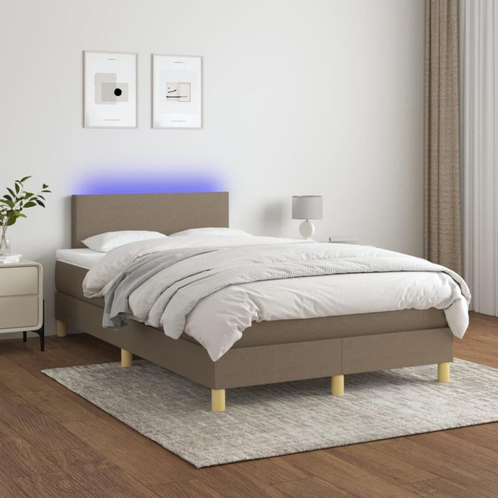 Boxspringbett mit Matratze & LED Stoff Taupe 120 x 200 cm, Härtegrad: H2 [3133545] Bild 1