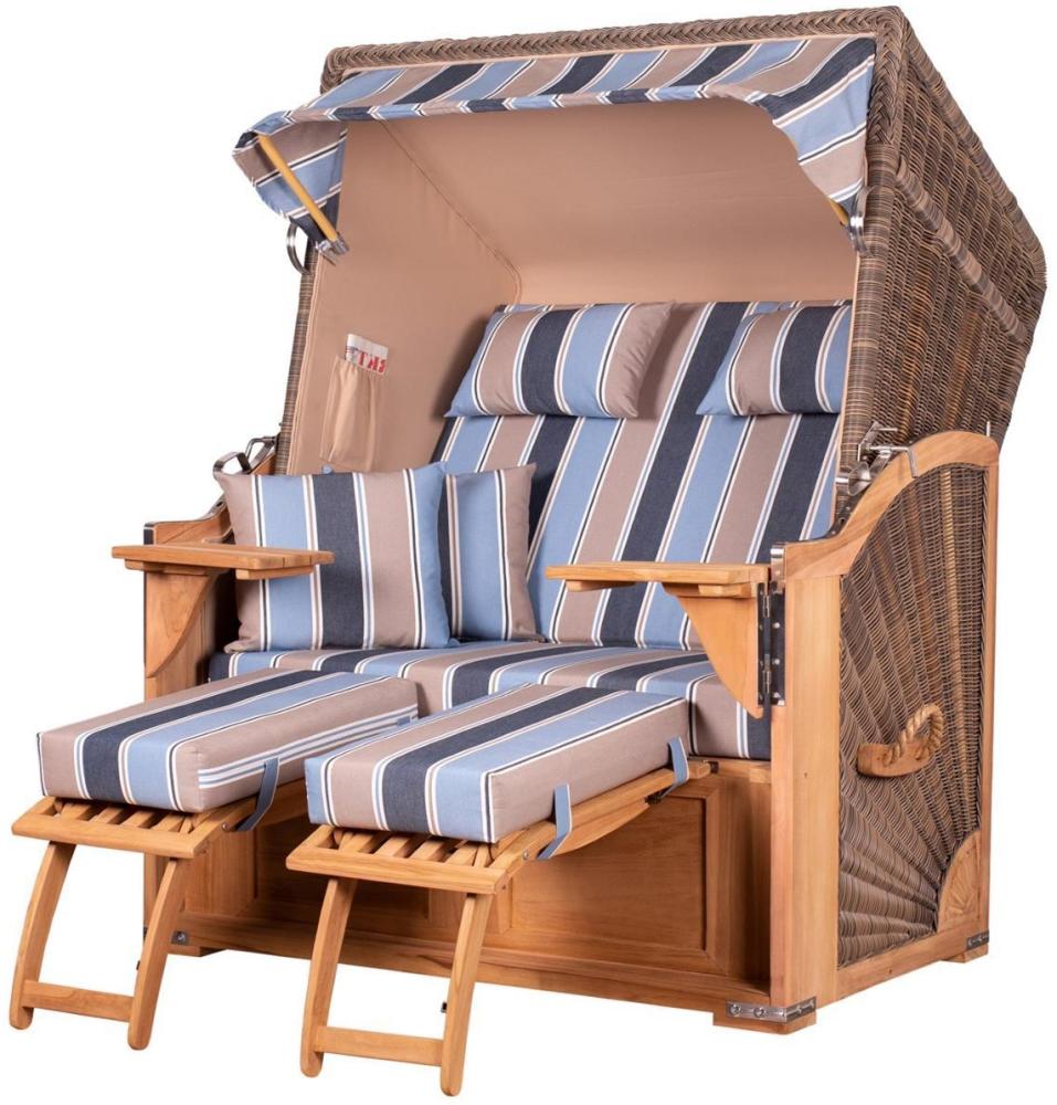 Strandkorb Komplettset - bene living - Schaalsee Teak - PE grau - Modell 580 - inkl. Liftersystem Bild 1