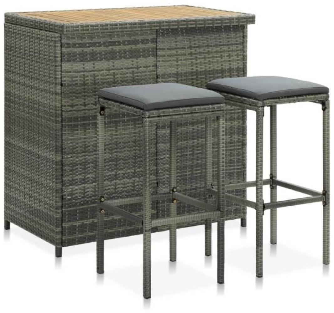 vidaXL 3-tlg. Bar Set Poly Rattan Grau [313474] Bild 1