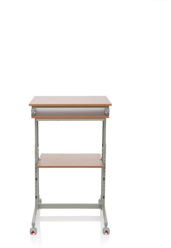 hjh OFFICE Schreibtisch WORKSTATION Melaminharzbeschichtete Spanplatte, Gestell pulverbeschichteter Stahl Buche/Grau Bild 1