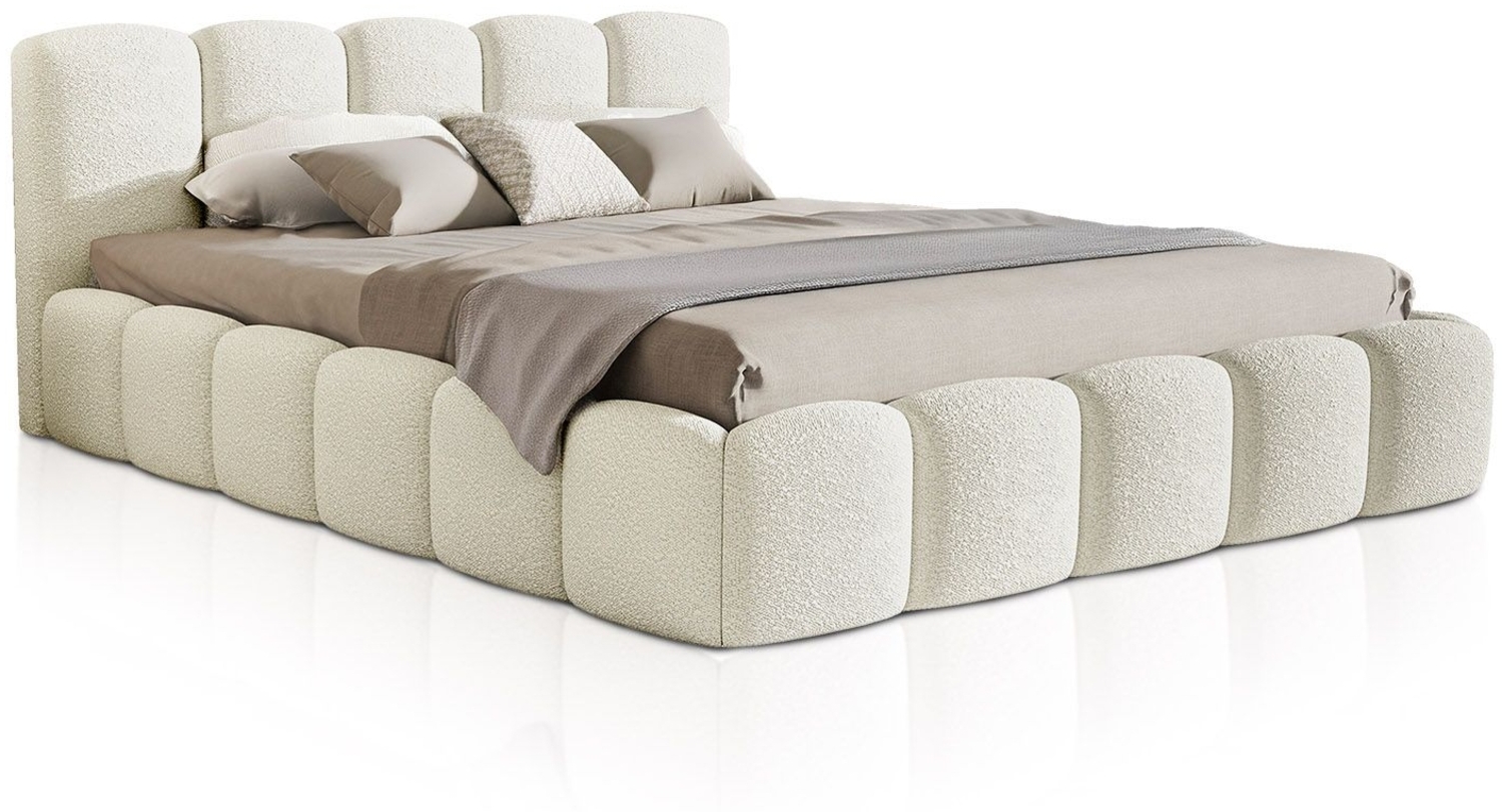 Juskys Polsterbett Catania - Bubble Design, gepolstertes Kopfteil, stabile Kontruktion - 180 x 200 cm - Creme Bild 1