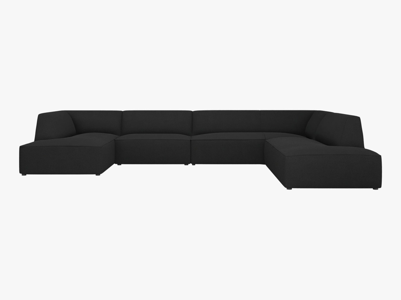 Micadoni Panorama-Ecksofa Ruby 7-Sitzer Rechts Strukturierter Stoff Ottawa Schwarz Bild 1