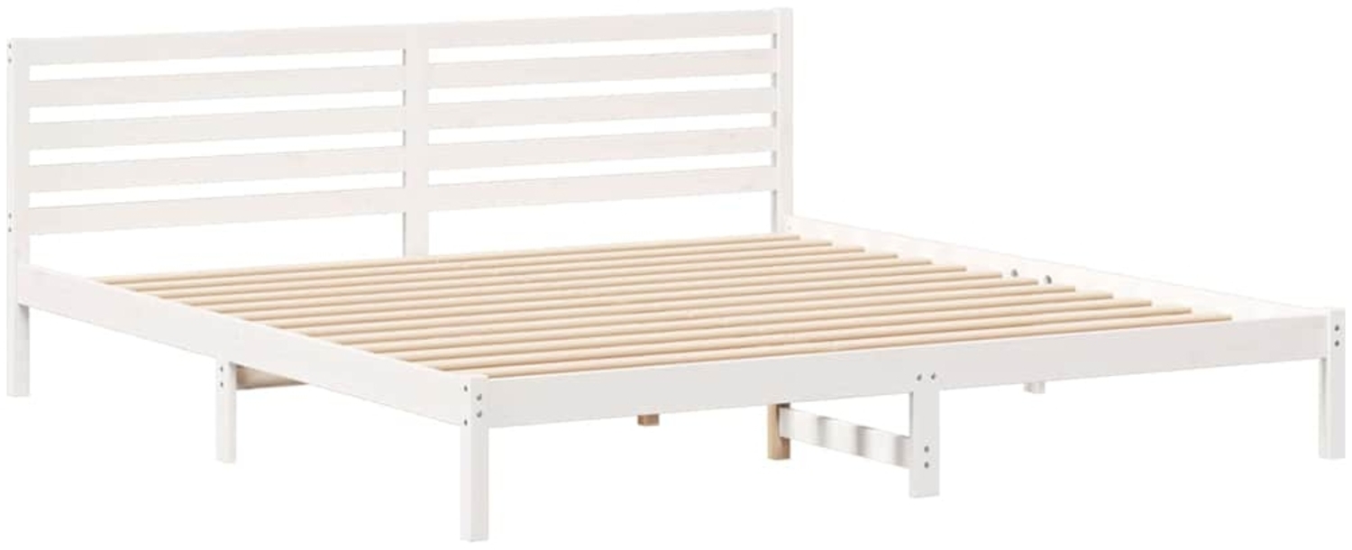 vidaXL Bettrahmen mit Kopfteil Weiß 200 x 210 cm Massives Kiefernholz 872321 Bild 1