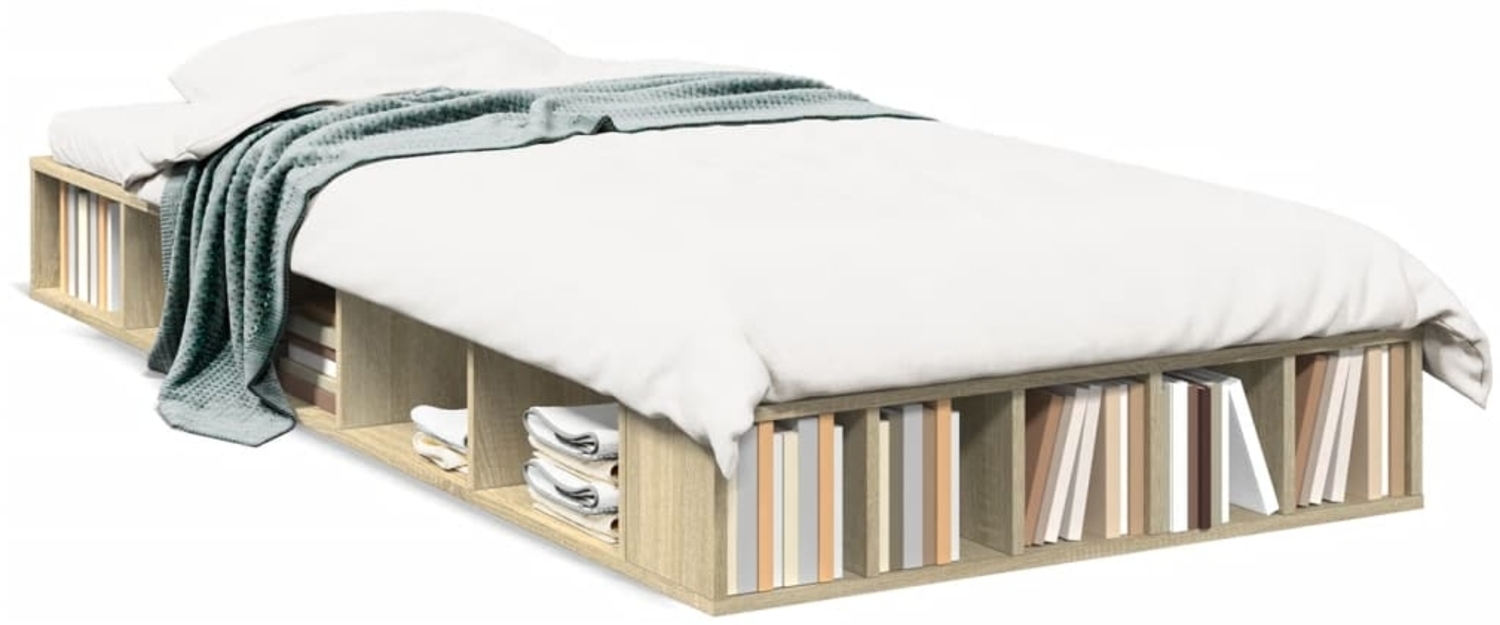 vidaXL Bettgestell Sonoma-Eiche 100x200 cm Holzwerkstoff 3280512 Bild 1