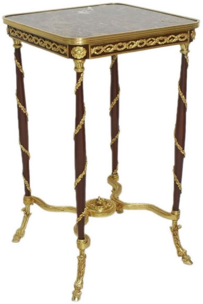 Casa Padrino Barock Beistelltisch Braun / Gold / Schwarz 45 x 45 x H. 78 cm - Handgefertigter Massivholz Tisch im Barockstil - Barock Wohnzimmer Möbel Bild 1