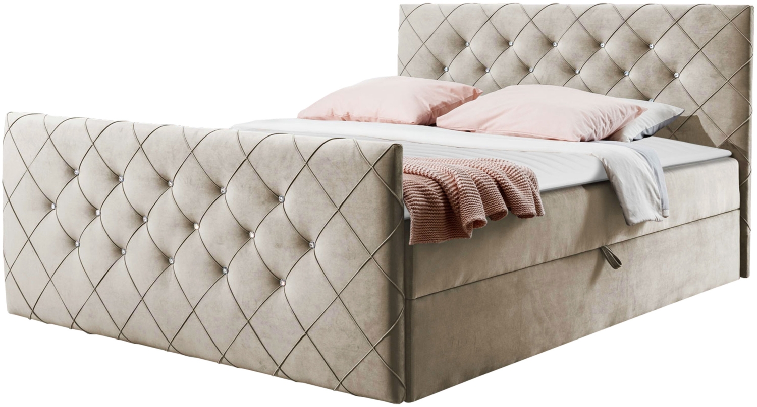 Boxspringbett Utren, Beige, 180 x 200 cm Bild 1