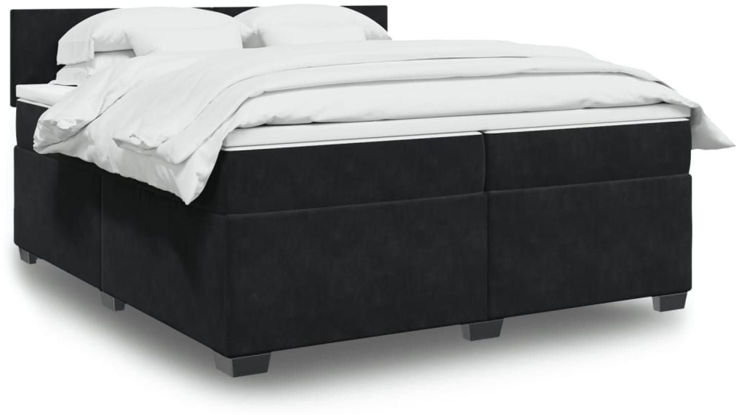 vidaXL Boxspringbett mit Matratze Schwarz 200x200 cm Samt 3288698 Bild 1