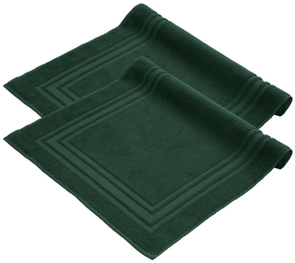 Komfortec Badvorleger Set 2 Teilig, Frottee Duschvorleger, Waschbar Duschmatte & Badteppich, 600 g/m² &100% Baumwolle, Saugfähig & Schnelltrocknend, 50x70 cm, Dungelgrün Bild 1