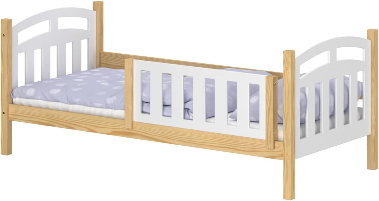 WNM Group Kinderbett fr Mdchen und Jungen Suzie - Jugenbett aus Massivholz - Hohe Qualitt Bett mit Rausfallschutz fr Kinder 180x90 cm - Natrliche Kiefer Bild 1