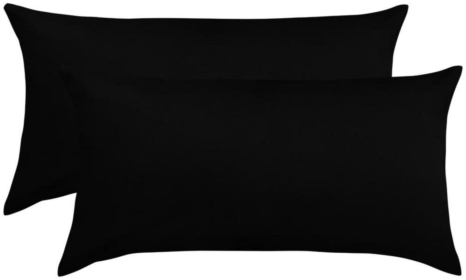 BettwarenShop Single Jersey Kissenbezug Ulm 2er Pack|40x80 cm| schwarz Bild 1