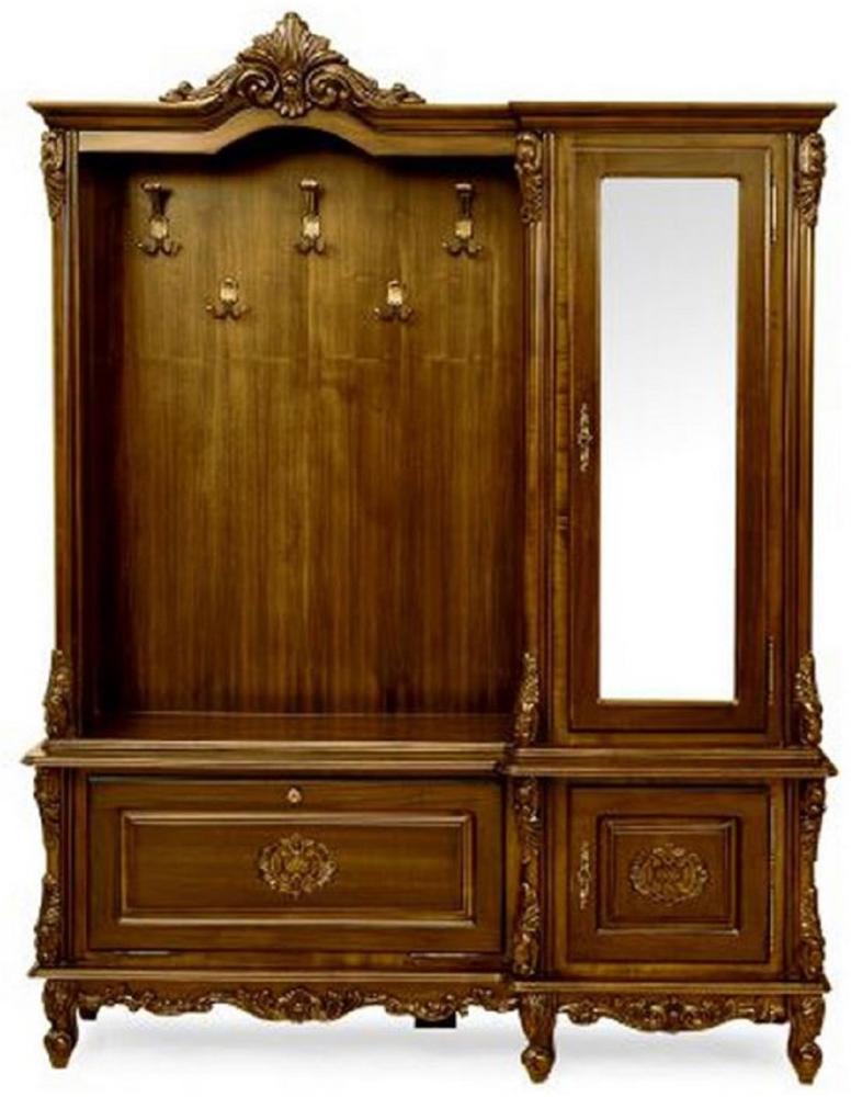 Casa Padrino Luxus Barock Garderobe Dunkelbraun - Massivholz Garderobenschrank im Barockstil - Luxus Garderoben Möbel im Barockstil - Edel & Prunkvoll Bild 1