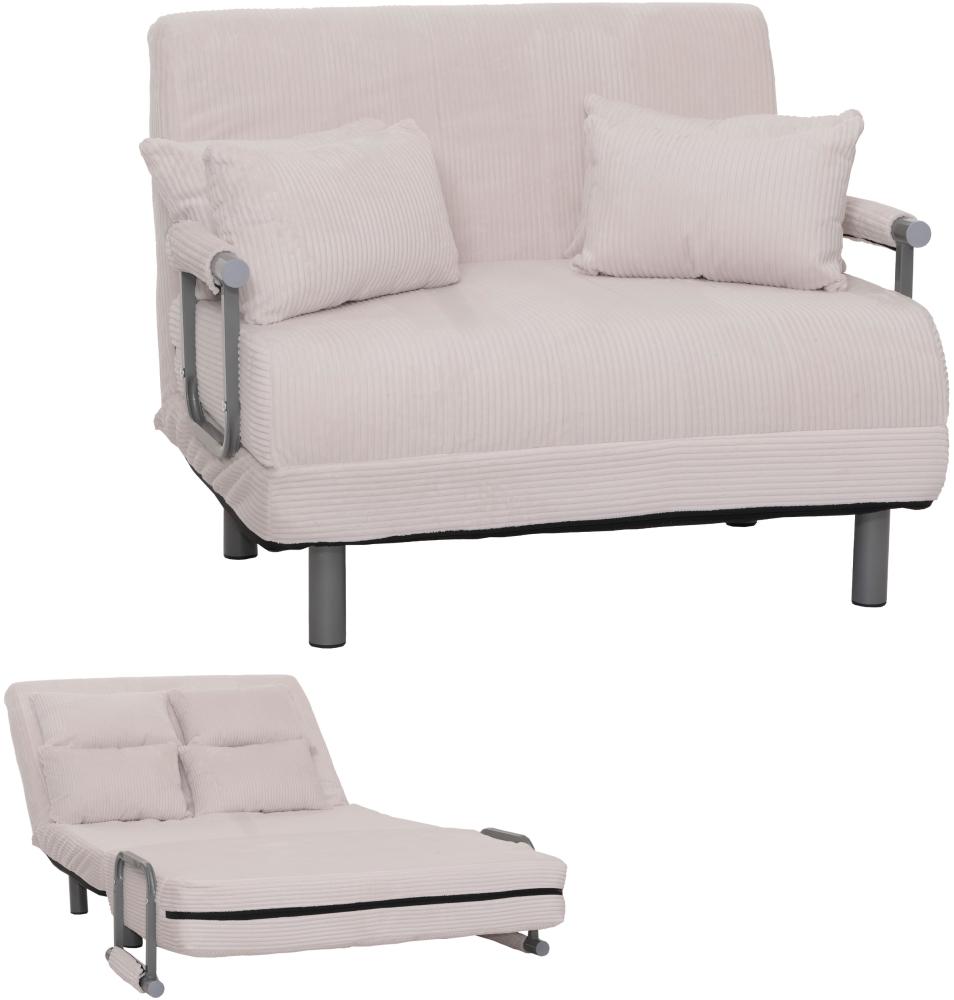 Mendler Schlafsessel HWC-K29, Klappsessel Schlafsofa Gästebett, Liegefläche 190x100cm, Stoff Cord (330g/m²) ~ creme-weiß Bild 1