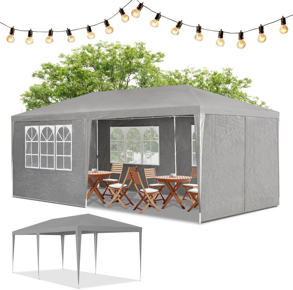 Juskys Partyzelt 3x6 m in Grau – Gartenpavillon mit Dach & Seitenwänden – Gartenzelt mit 18 m² Grundfläche – Sonnenschutz für Outdoor Bild 1