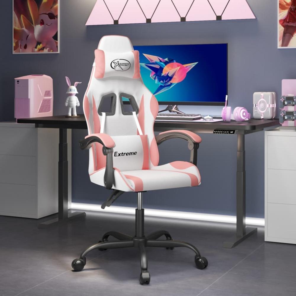 vidaXL Gaming-Stuhl Weiß und Rosa Kunstleder 3143875 Bild 1