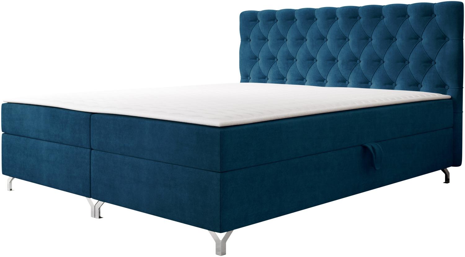 Mirjan24 Boxspringbett mit H3-Matratze Cylio II, blau, 140 x 200 cm Bild 1