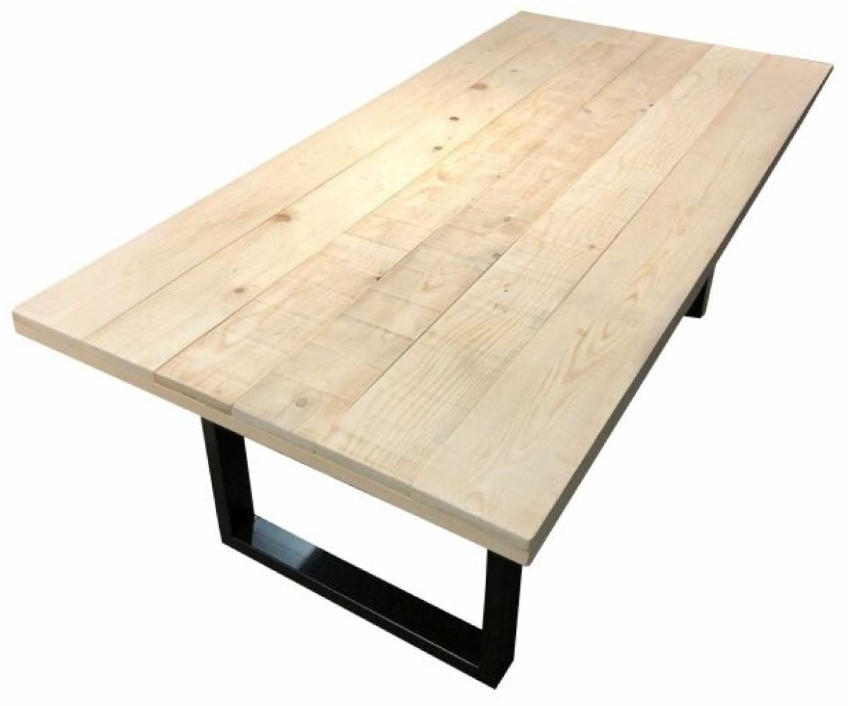 Tisch aus Mangoholz und Metall 200 x 77 x 100 cm antikschwarzes Gestell Bild 1