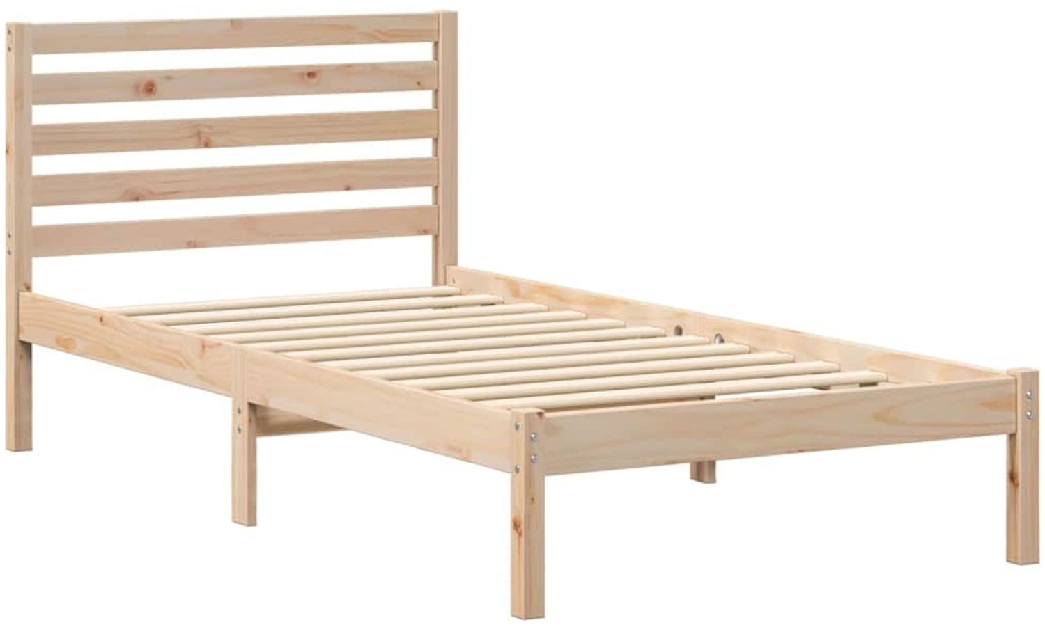 vidaXL Bettrahmen mit Kopfteil Braun 100 x 200 cm Massives Kiefernholz 872266 Bild 1