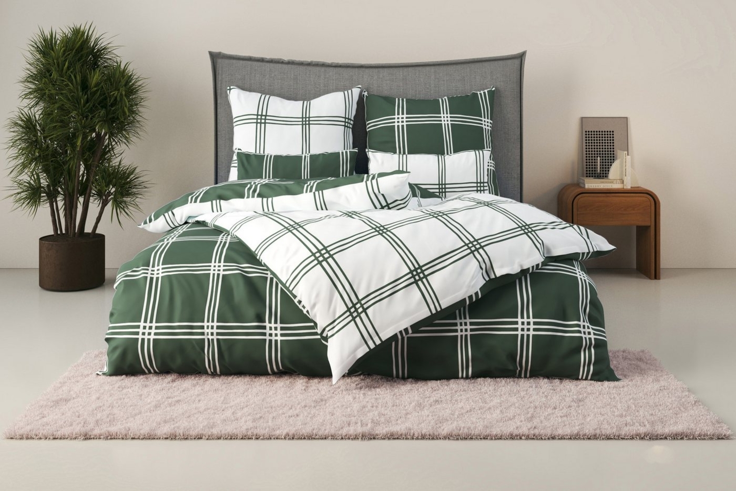 my home Wendebettwäsche Karo, Linon, 2 teilig, karierte Bettwäsche aus Baumwolle, Bettwäsche mit Wendeoptik Bild 1