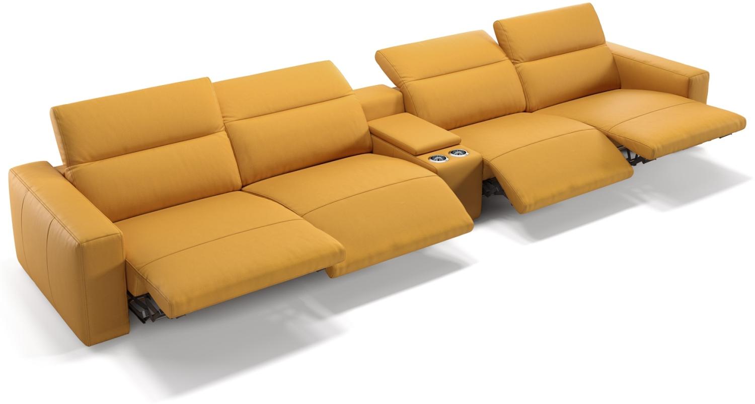 Sofanella Ledercouch LENOLA Kinosofa Homecinema Kinositz in Gelb XL: 426 Breite x 109 Tiefe Bild 1