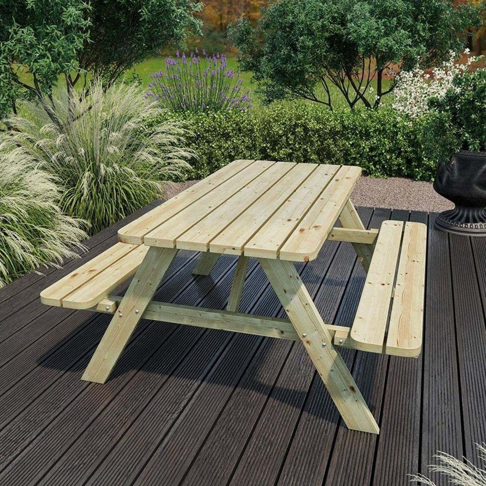 Platan Room Sitzgruppe Picknicktisch, Sitzgruppe aus Holz 120 / 150 / 170 cm Tisch Bank Kiefer massiv 35 mm Bild 1