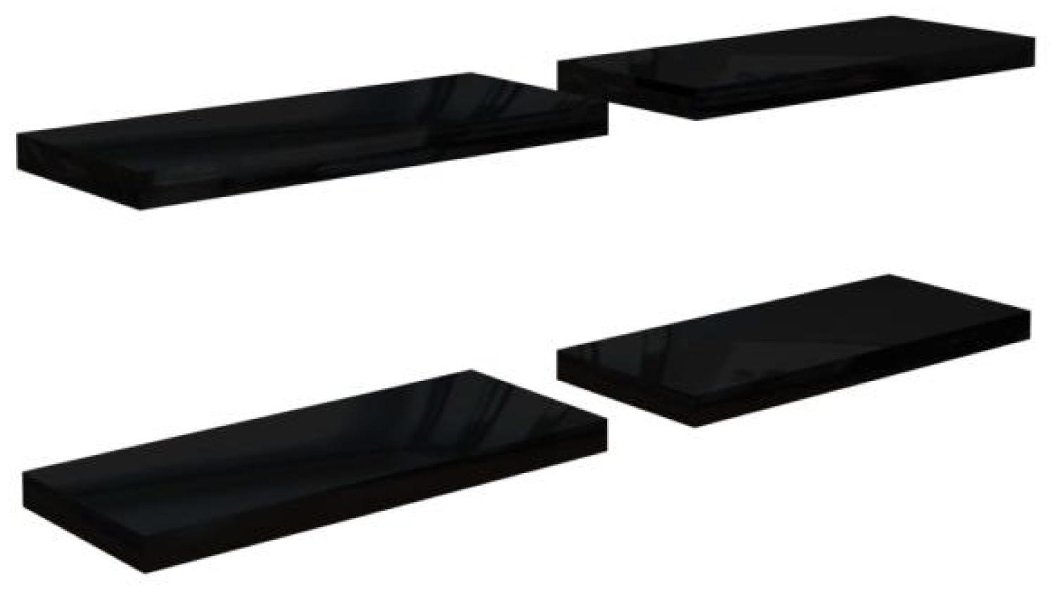 vidaXL Schweberegale 4 Stk. Hochglanz-Schwarz 60x23,5x3,8 cm MDF 323771 Bild 1