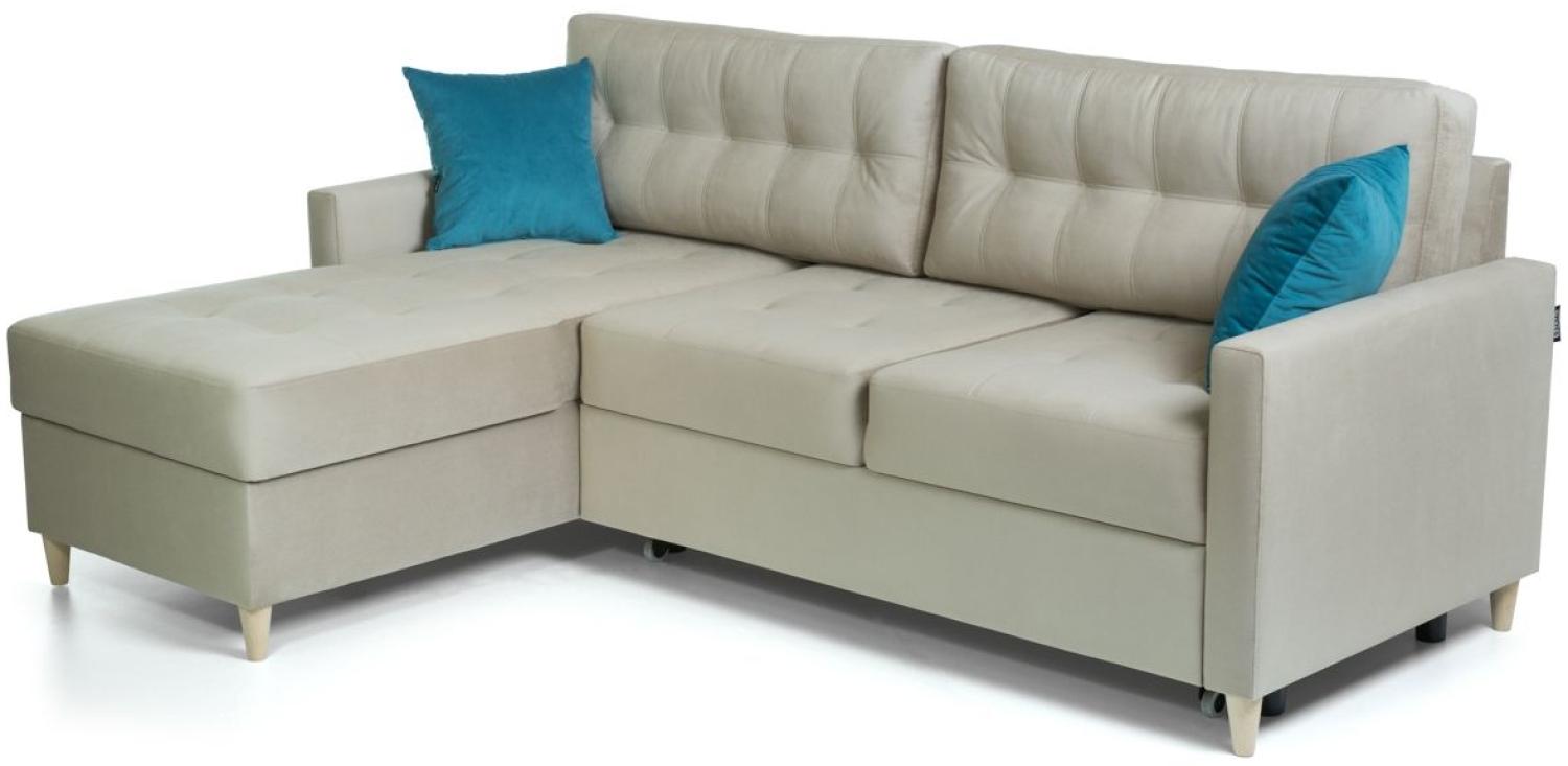 Ecksofa Schlafsofa MOLDE Stoff (Casablanca) Hellbeige Ottomane Links Bild 1