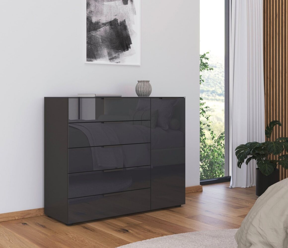 rauch Schubkastenkommode Flipp Kommode Sideboard Wäscheschrank Bestseller, 1-türig, 5 Schubladen, Soft-Close-Funktion, Oberboden und Front Glas Bild 1