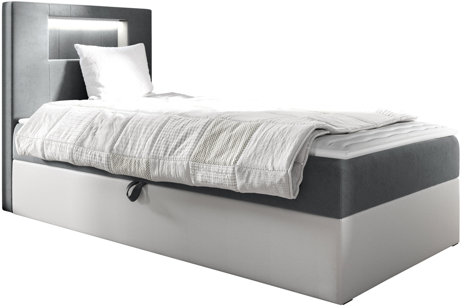 Boxspringbett 'Gladino Junior 1' grau 100x200 cm Links Bild 1