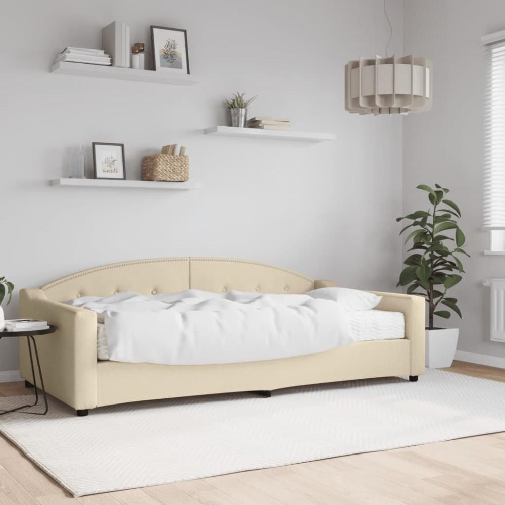 vidaXL Tagesbett mit Matratze Creme 100x200 cm Stoff 3197521 Bild 1