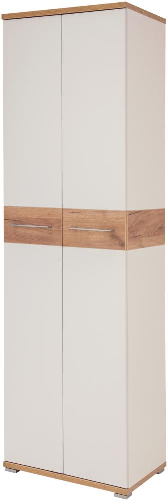 Garderobenschrank >M-407< (BxHxT: 59x199x40 cm) in weiss | braun Bild 1