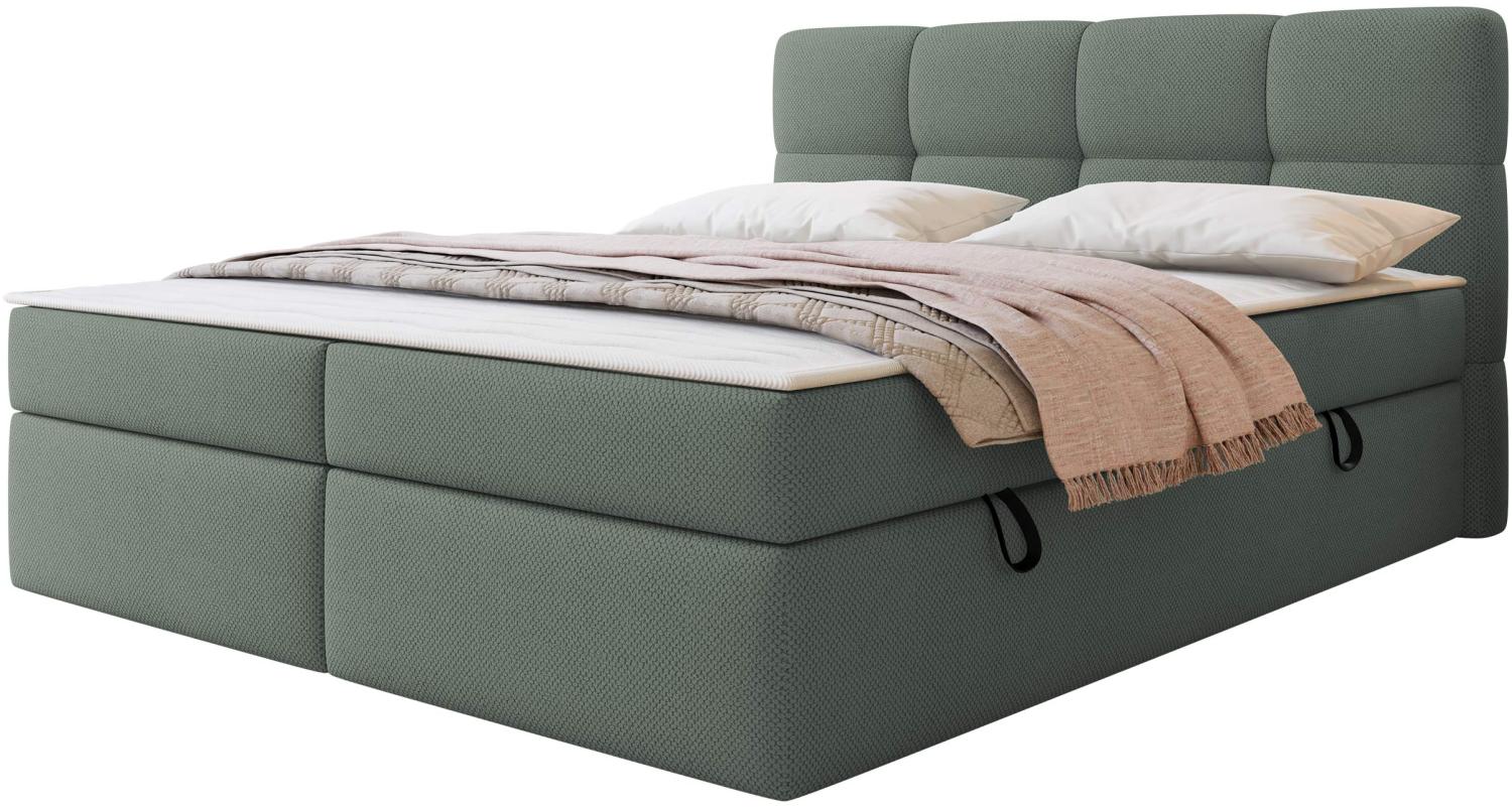 Mirjan24 Boxspringbett mit H3-Matratze und Topper Fogy , grün, 140 x 200 cm Bild 1