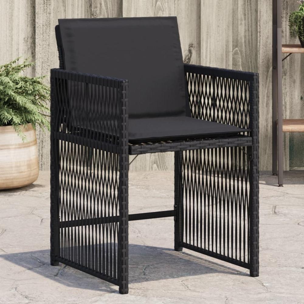 vidaXL Gartenstühle mit Kissen 4 Stk. Schwarz Poly Rattan 365035 Bild 1